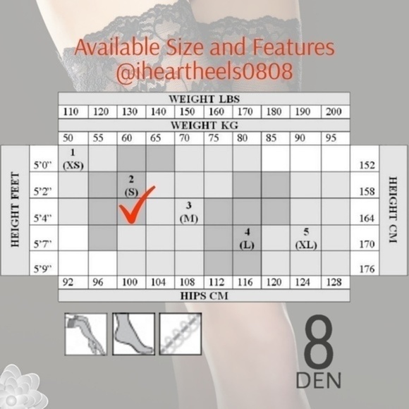 Luxury Lace Top Sheer Hold-ups Pantyhose 2 / Small - Picture 3 of 6